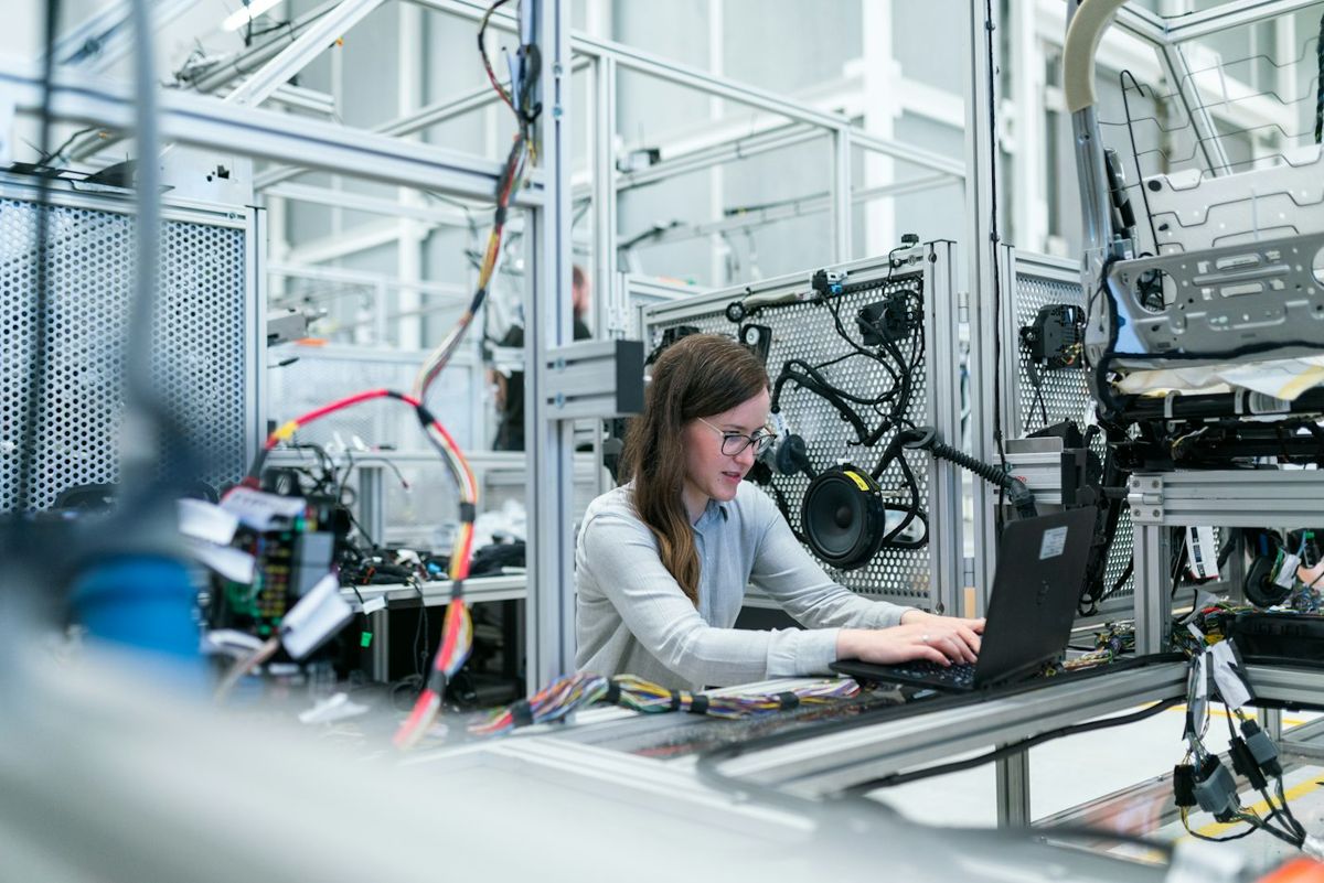 Engineer working on network equipment