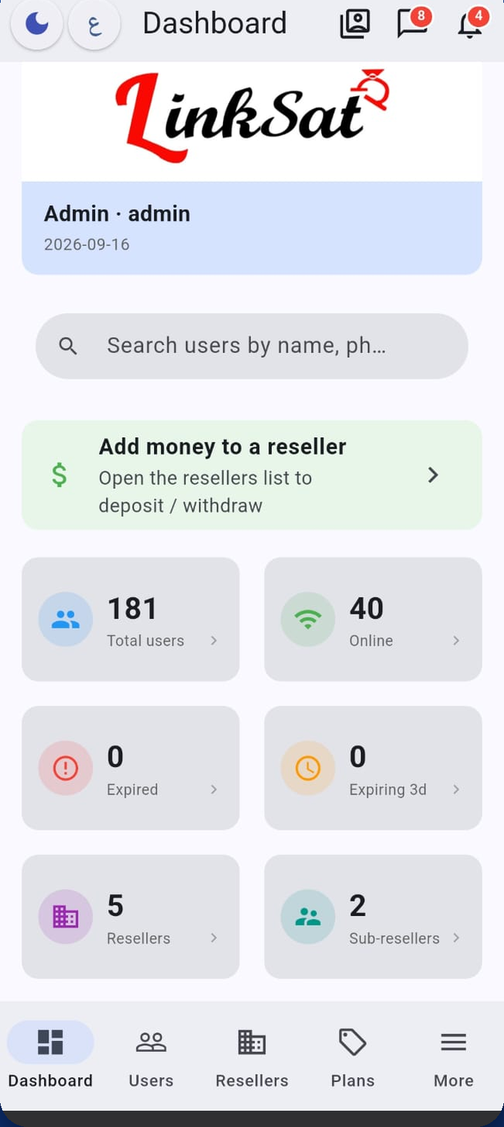 LinkRad dashboard